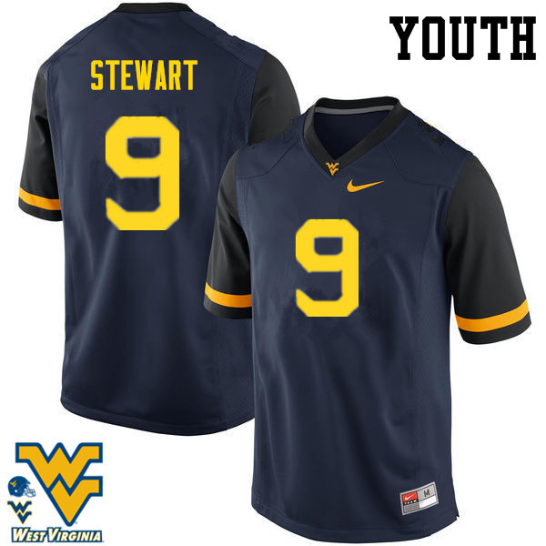 NCAA Youth Jovanni Stewart West Virginia Mountaineers Navy #9 Nike Stitched Football College Authentic Jersey VR23Z01VU